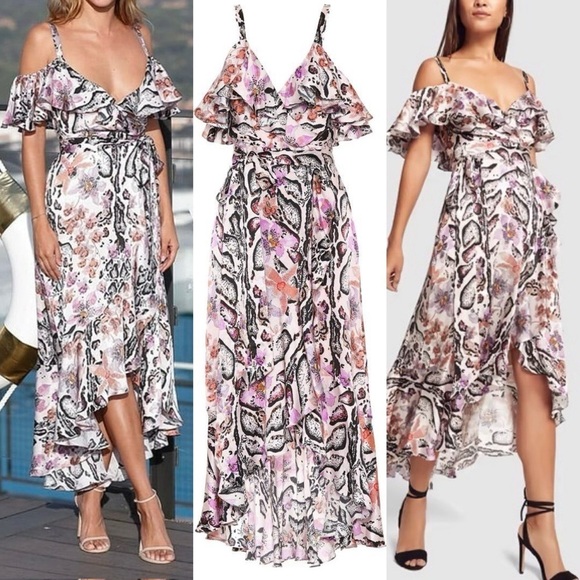 Temperley London Silk Asymmetric Multicolored‎ Orchid Print Dress Size 6 - Picture 1 of 16